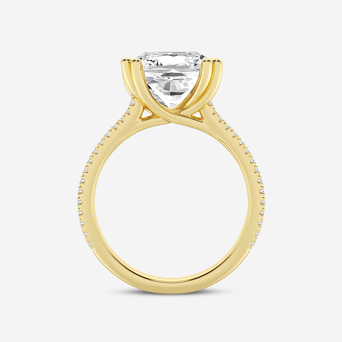 Additional Image 1 for  5 1/3 ctw Cushion Lab Grown Diamond Double Heart Shape Prong Split Shank Side Stone Engagement Ring