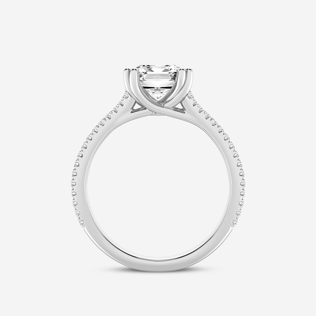 Additional Image 1 for  3 1/3 ctw Emerald Lab Grown Diamond Double Heart Shape Prong Split Shank Side Stone Engagement Ring