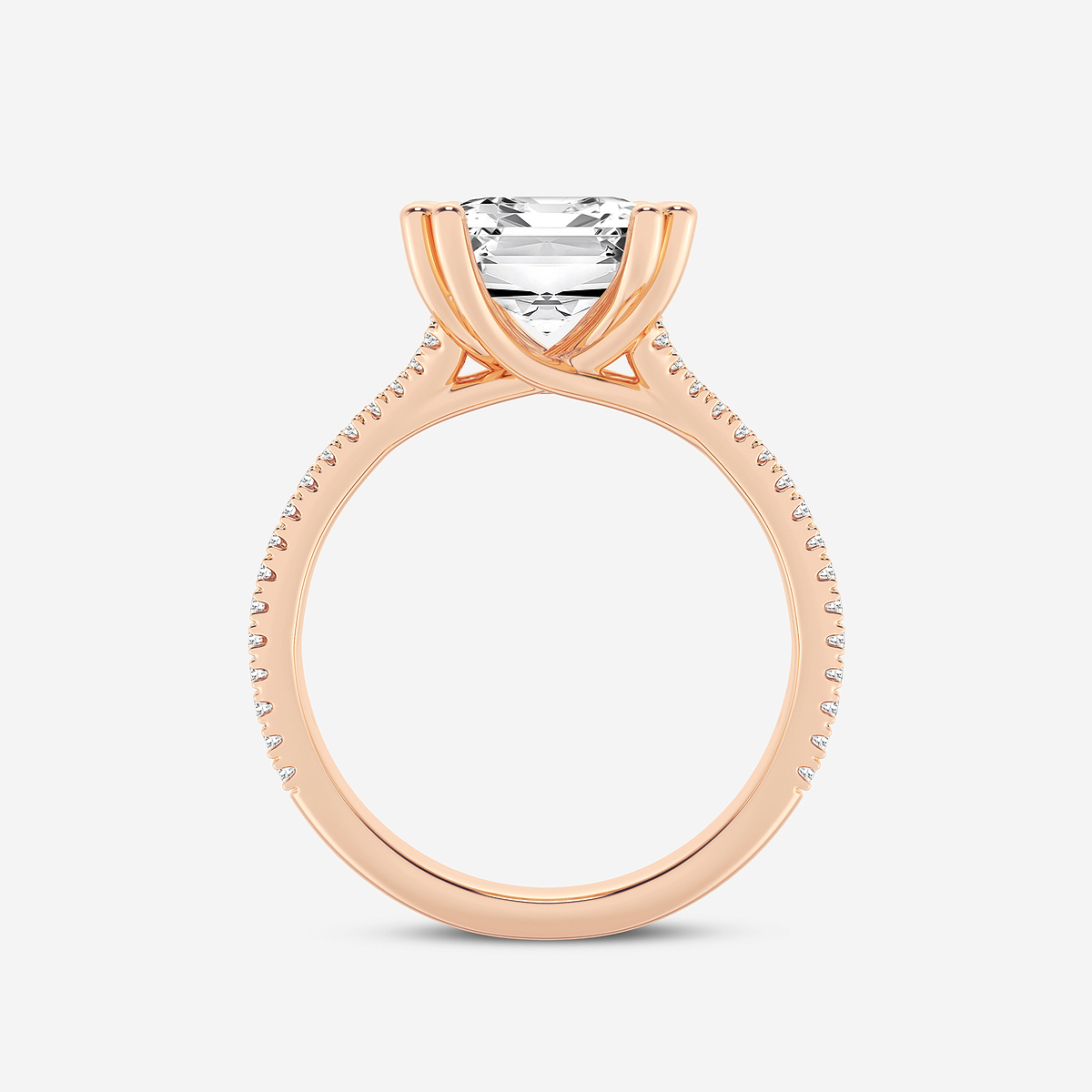 Additional Image 1 for  4 1/3 ctw Emerald Lab Grown Diamond Double Heart Shape Prong Split Shank Side Stone Engagement Ring