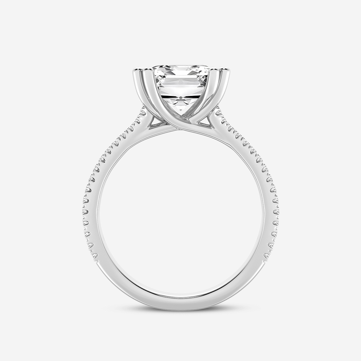 Additional Image 1 for  4 1/3 ctw Emerald Lab Grown Diamond Double Heart Shape Prong Split Shank Side Stone Engagement Ring