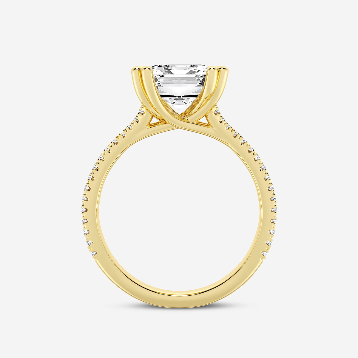 Additional Image 1 for  4 1/3 ctw Emerald Lab Grown Diamond Double Heart Shape Prong Split Shank Side Stone Engagement Ring