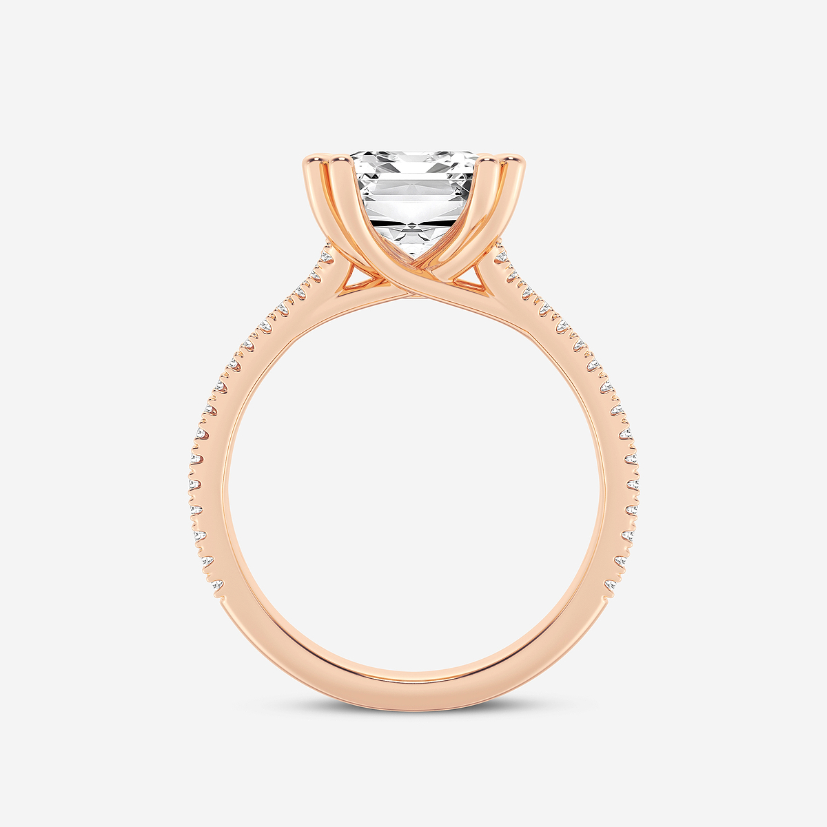 Additional Image 1 for  5 1/3 ctw Emerald Lab Grown Diamond Double Heart Shape Prong Split Shank Side Stone Engagement Ring