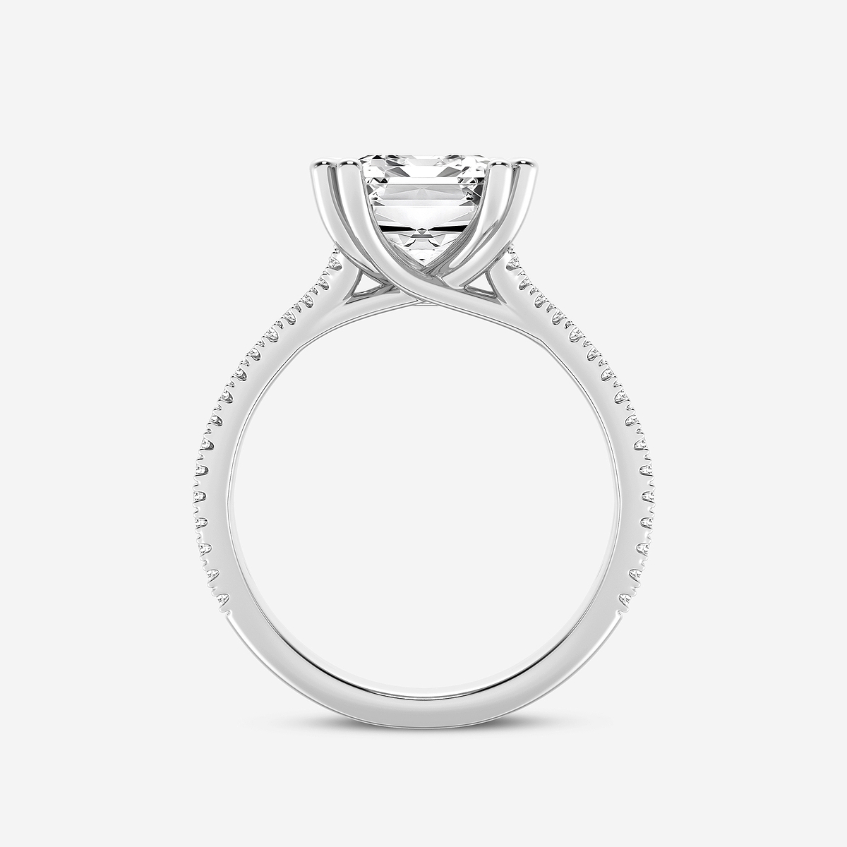 Additional Image 1 for  5 1/3 ctw Emerald Lab Grown Diamond Double Heart Shape Prong Split Shank Side Stone Engagement Ring