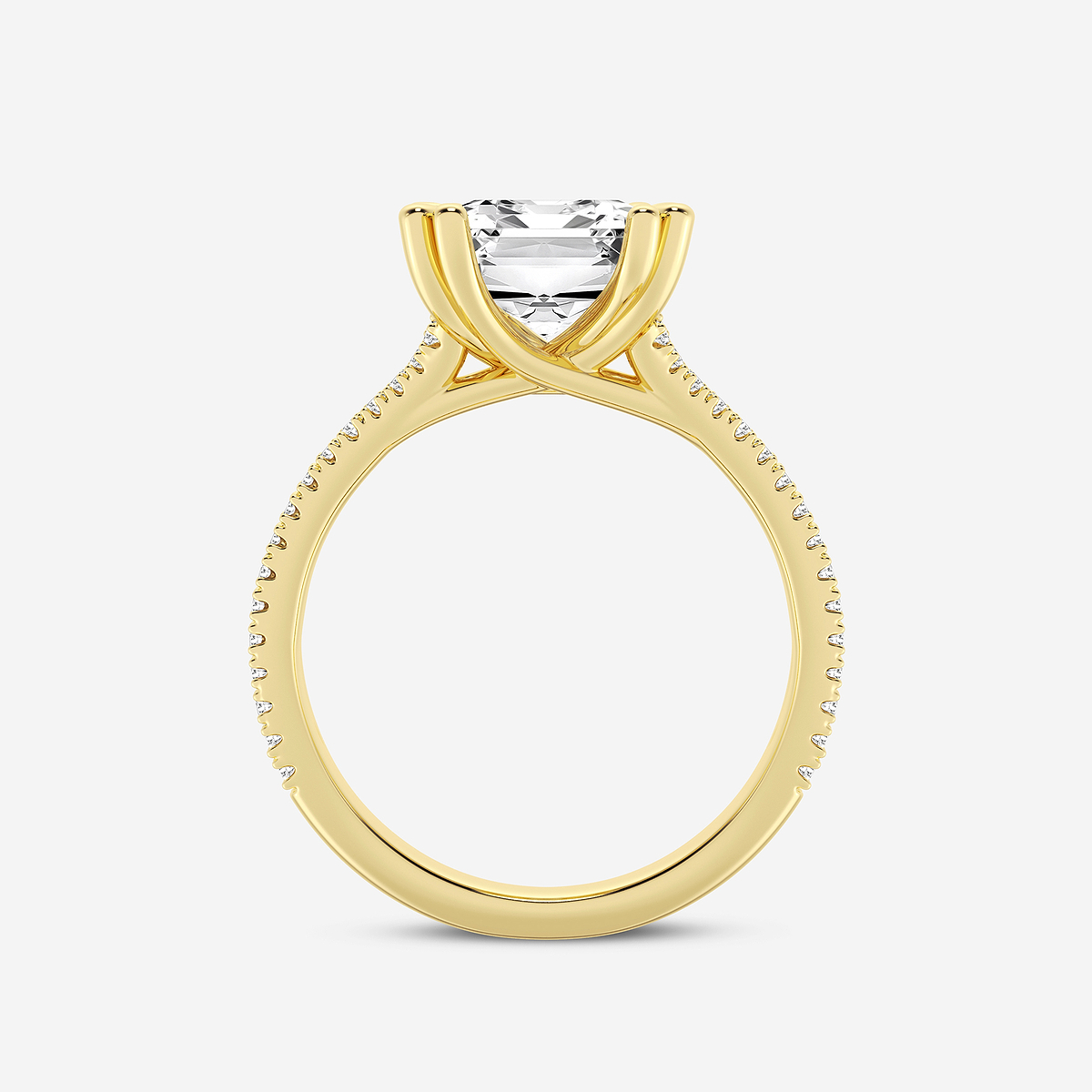 Additional Image 1 for  5 1/3 ctw Emerald Lab Grown Diamond Double Heart Shape Prong Split Shank Side Stone Engagement Ring