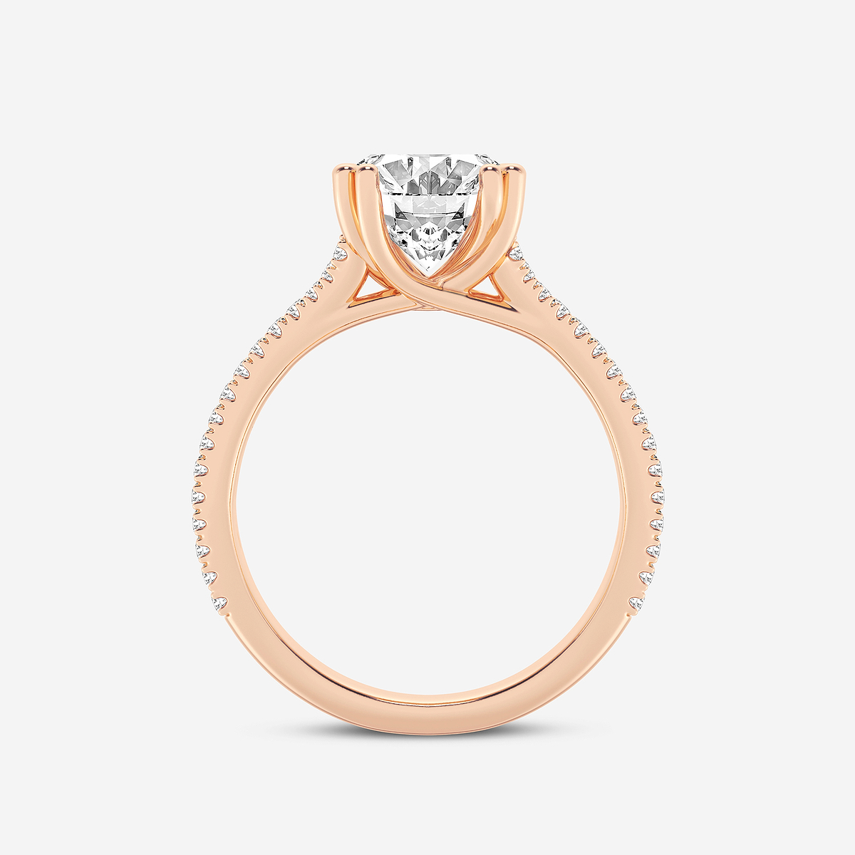 Additional Image 1 for  3 1/3 ctw Oval Lab Grown Diamond Double Heart Shape Prong Split Shank Side Stone Engagement Ring