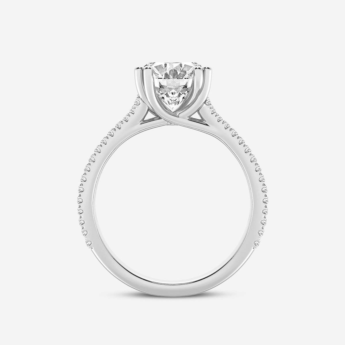 Additional Image 1 for  3 1/3 ctw Oval Lab Grown Diamond Double Heart Shape Prong Split Shank Side Stone Engagement Ring