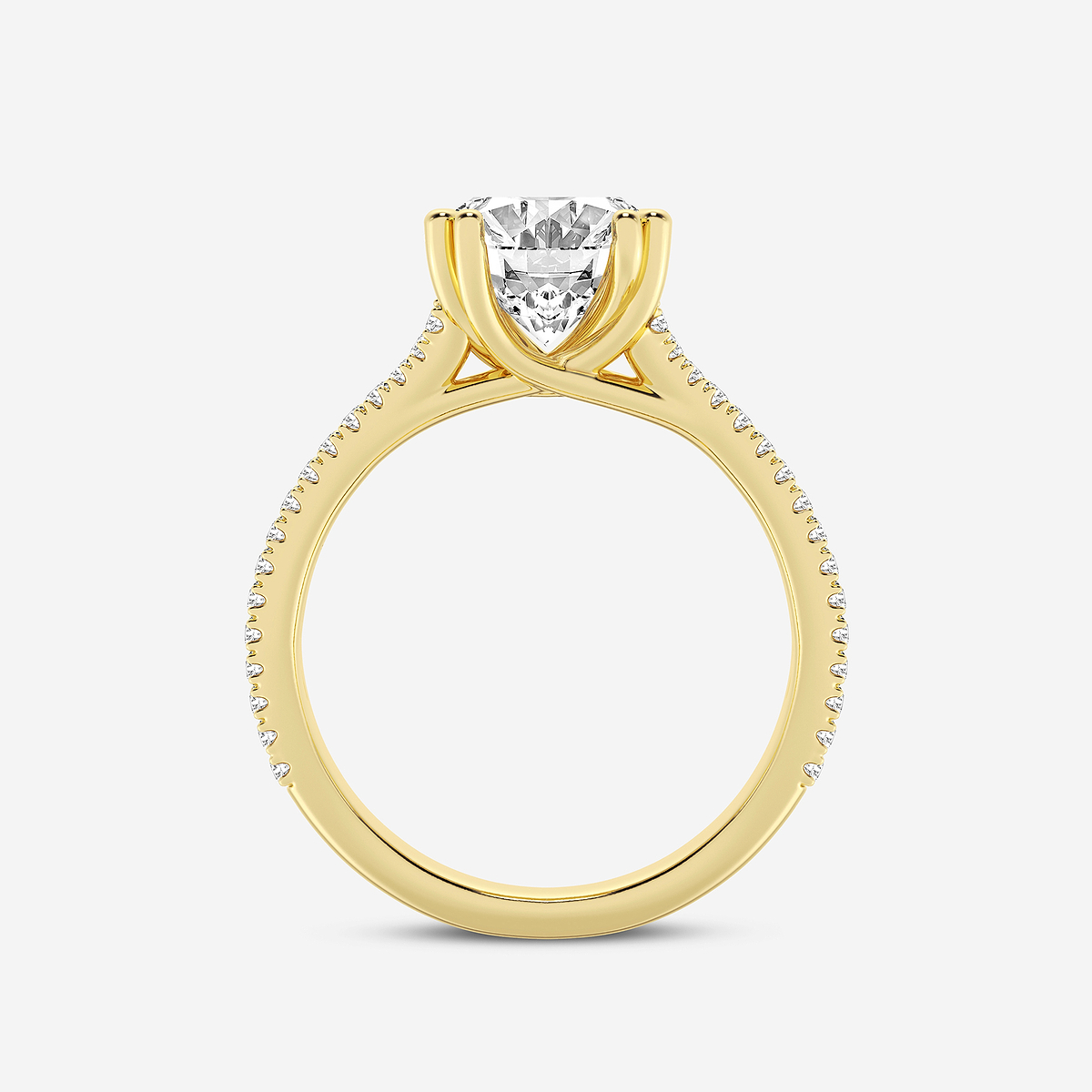 Additional Image 1 for  3 1/3 ctw Oval Lab Grown Diamond Double Heart Shape Prong Split Shank Side Stone Engagement Ring