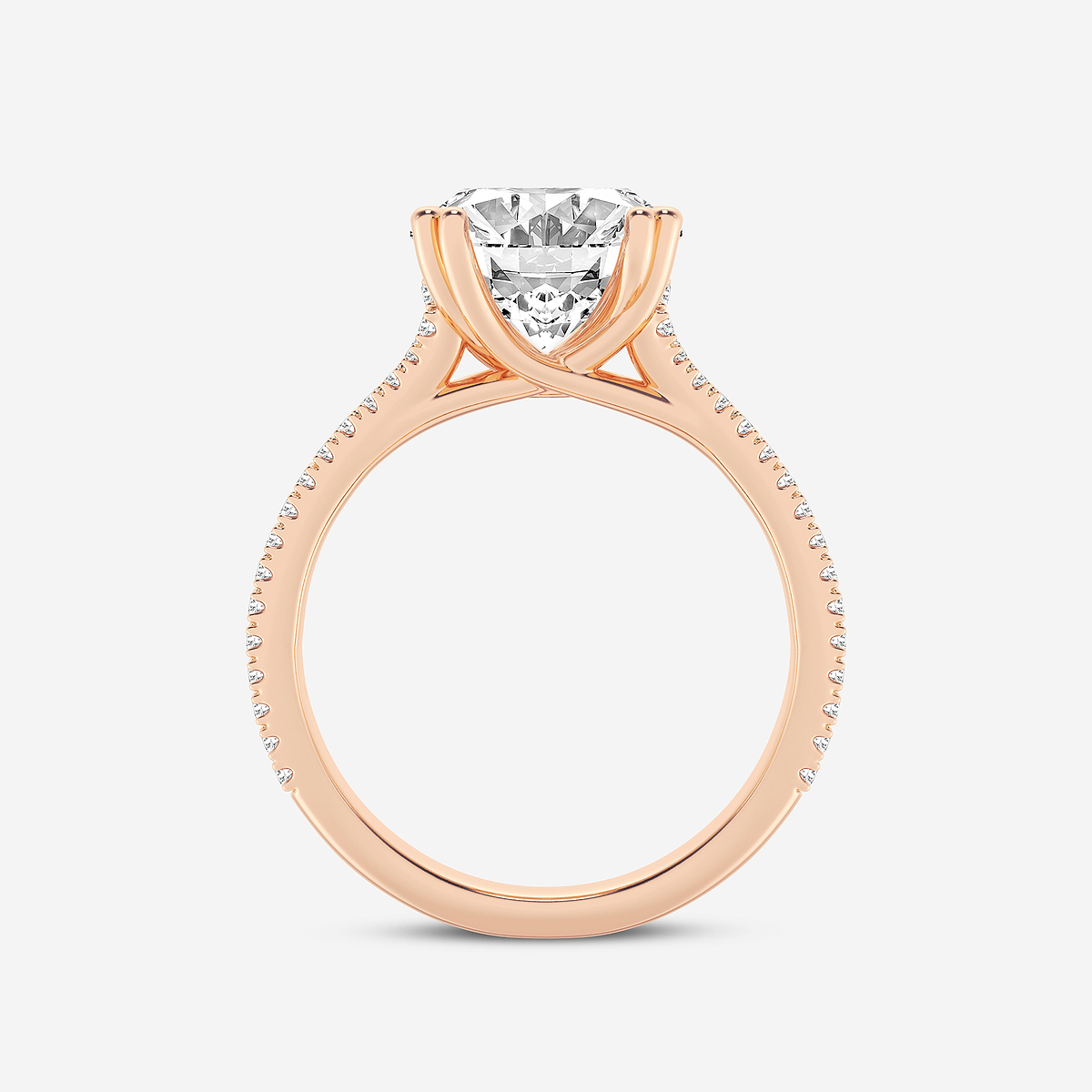 Additional Image 1 for  4 1/3 ctw Oval Lab Grown Diamond Double Heart Shape Prong Split Shank Side Stone Engagement Ring