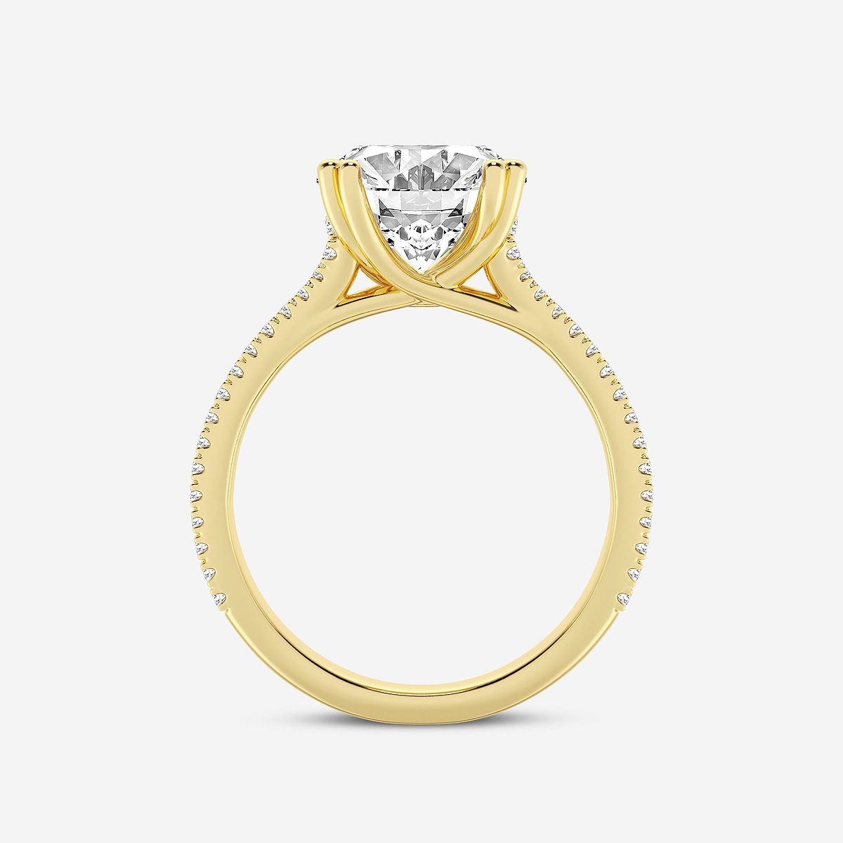 Additional Image 1 for  4 1/3 ctw Oval Lab Grown Diamond Double Heart Shape Prong Split Shank Side Stone Engagement Ring