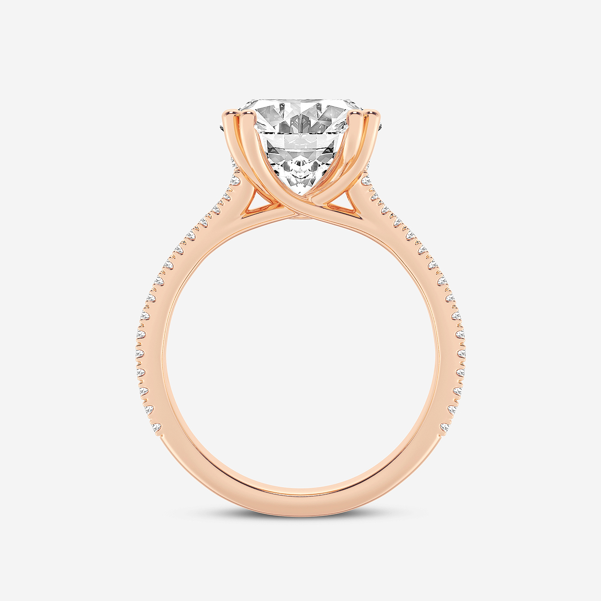 Additional Image 1 for  5 1/3 ctw Oval Lab Grown Diamond Double Heart Shape Prong Split Shank Side Stone Engagement Ring