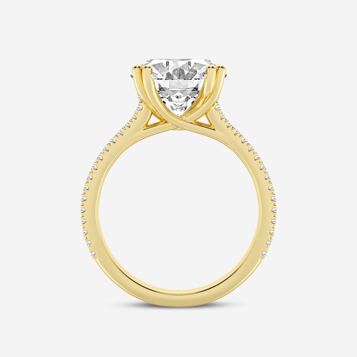 Additional Image 1 for  5 1/3 ctw Oval Lab Grown Diamond Double Heart Shape Prong Split Shank Side Stone Engagement Ring