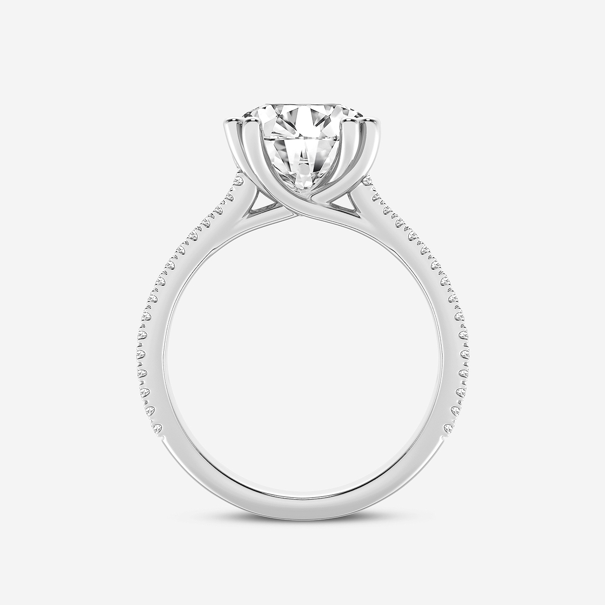 Additional Image 1 for  3 1/3 ctw Round Lab Grown Diamond Double Heart Shape Prong Split Shank Side Stone Engagement Ring