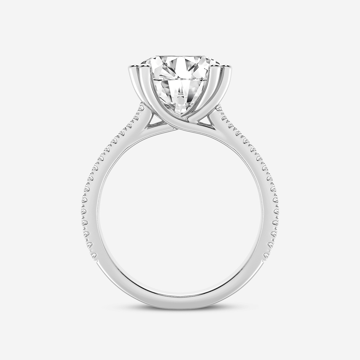 Additional Image 1 for  4 1/3 ctw Round Lab Grown Diamond Double Heart Shape Prong Split Shank Side Stone Engagement Ring