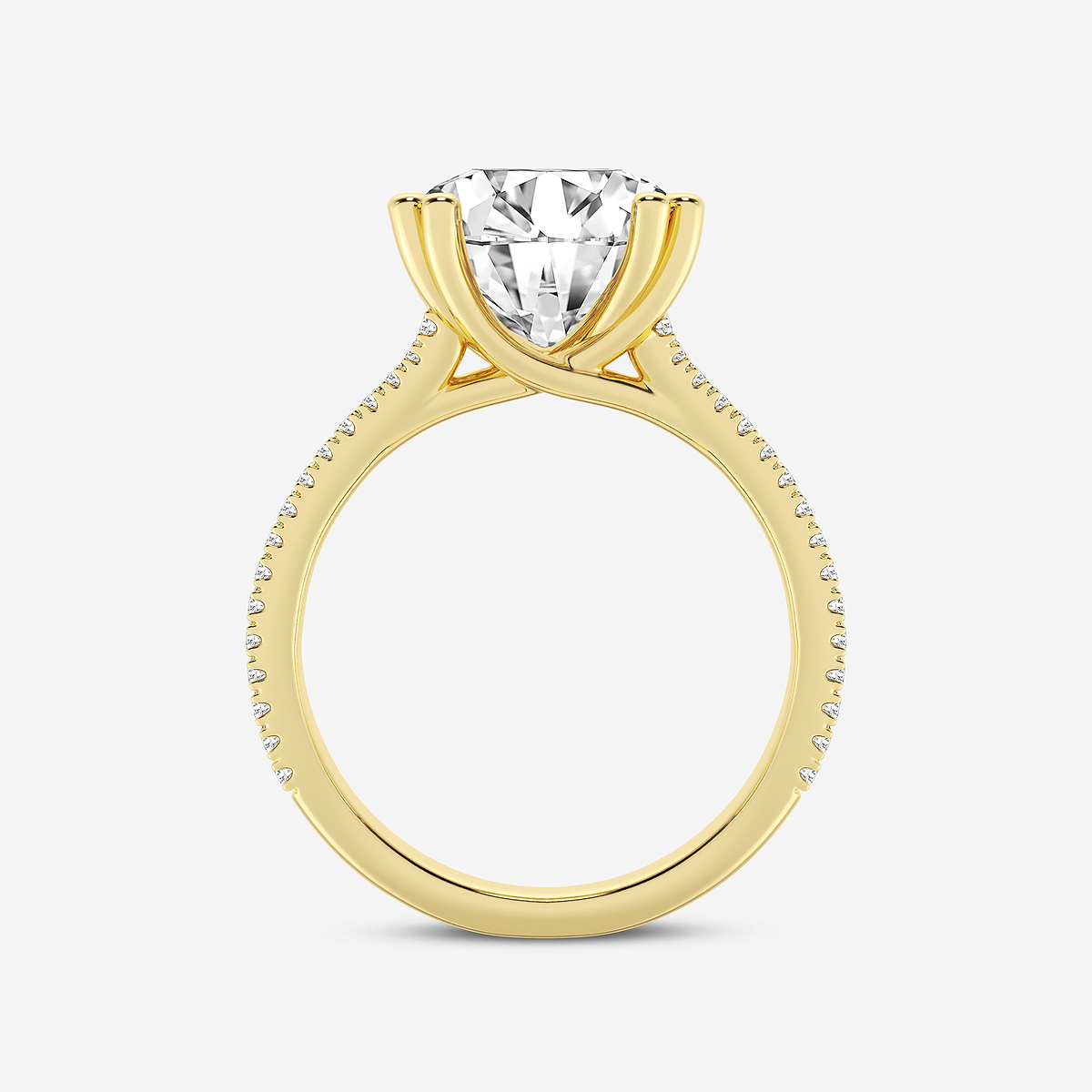 Additional Image 1 for  4 1/3 ctw Round Lab Grown Diamond Double Heart Shape Prong Split Shank Side Stone Engagement Ring