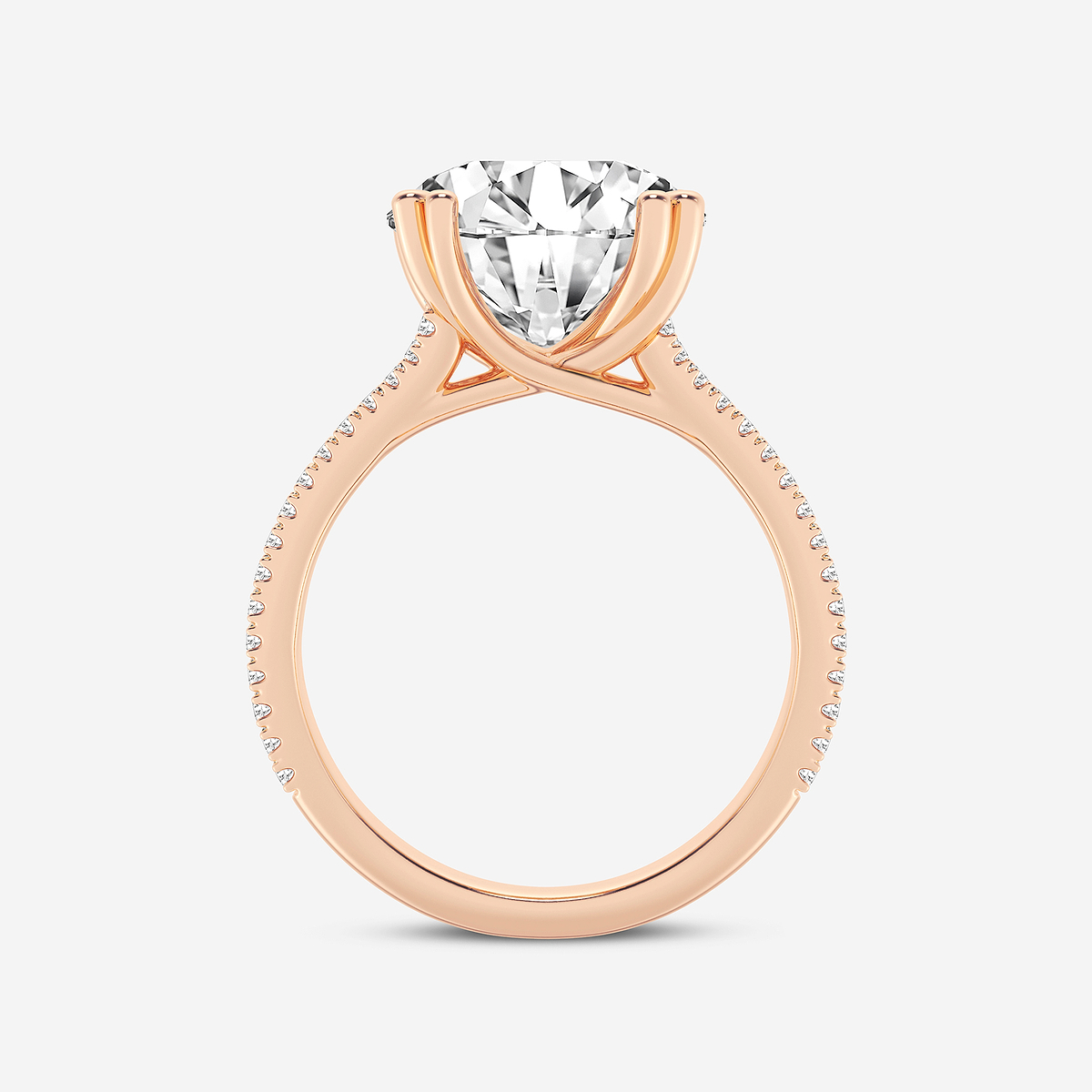 Additional Image 1 for  5 1/3 ctw Round Lab Grown Diamond Double Heart Shape Prong Split Shank Side Stone Engagement Ring
