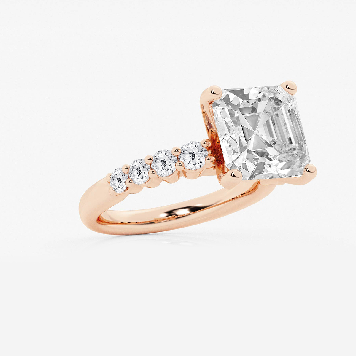 Additional Image 1 for  6 2/3 ctw Asscher Lab Grown Diamond Graduated Engagement Ring