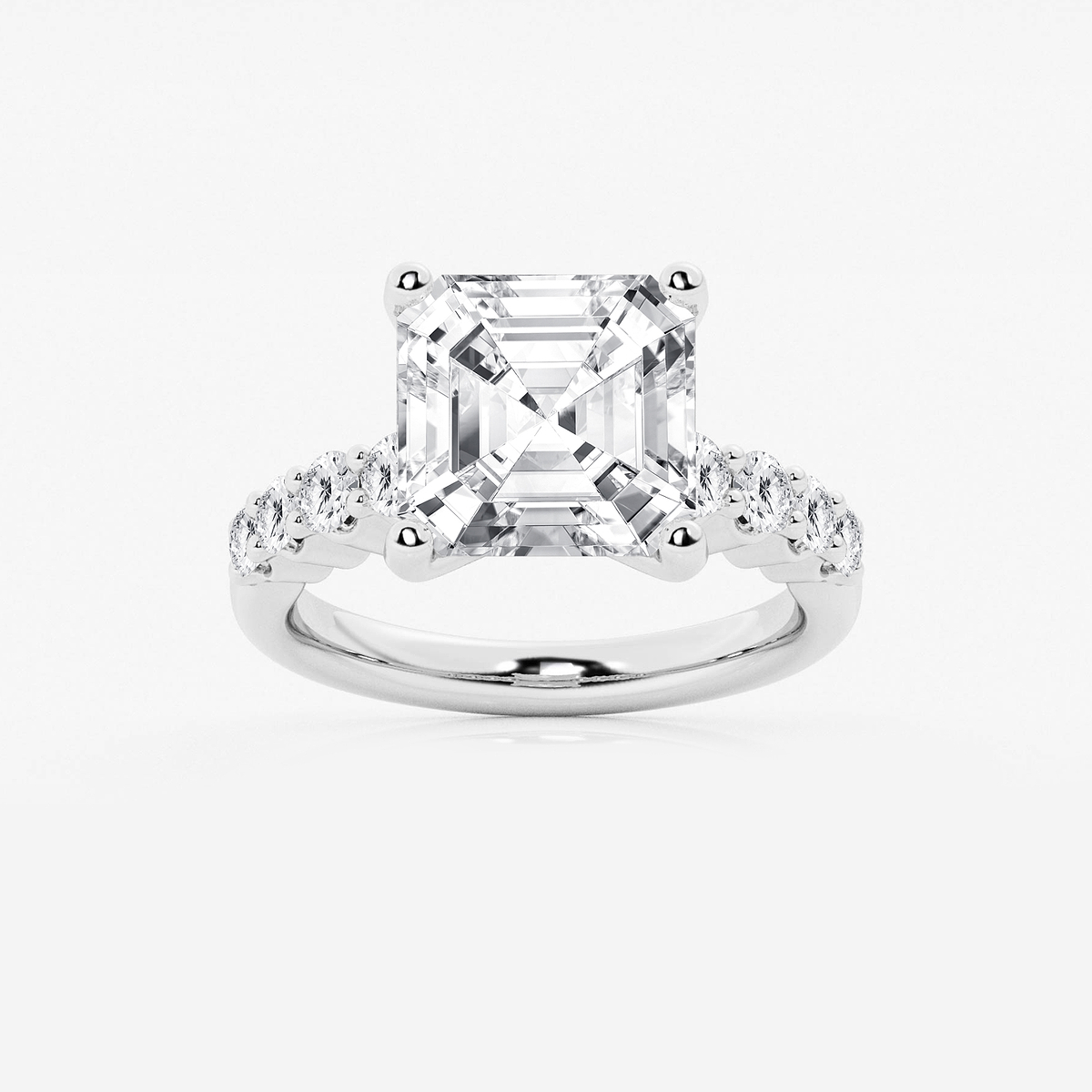 6 2/3 ctw Asscher Lab Grown Diamond Graduated Engagement Ring