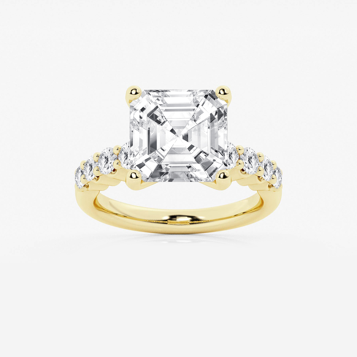 6 2/3 ctw Asscher Lab Grown Diamond Graduated Engagement Ring