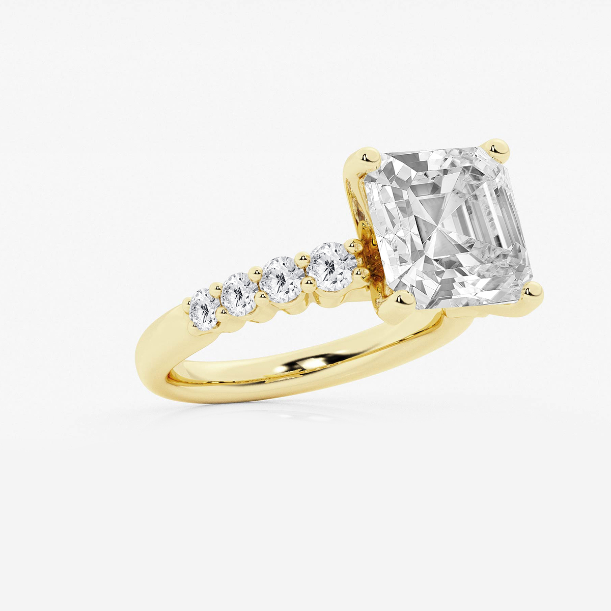 Additional Image 1 for  6 2/3 ctw Asscher Lab Grown Diamond Graduated Engagement Ring