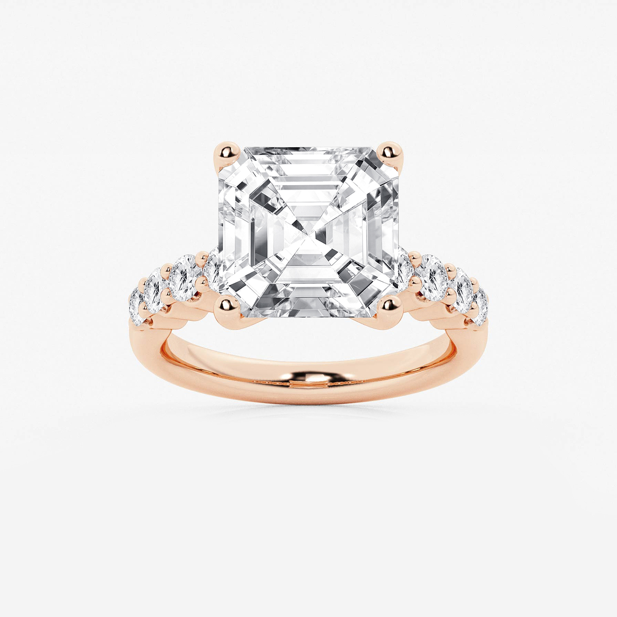 7 2/3 ctw Asscher Lab Grown Diamond Graduated Engagement Ring