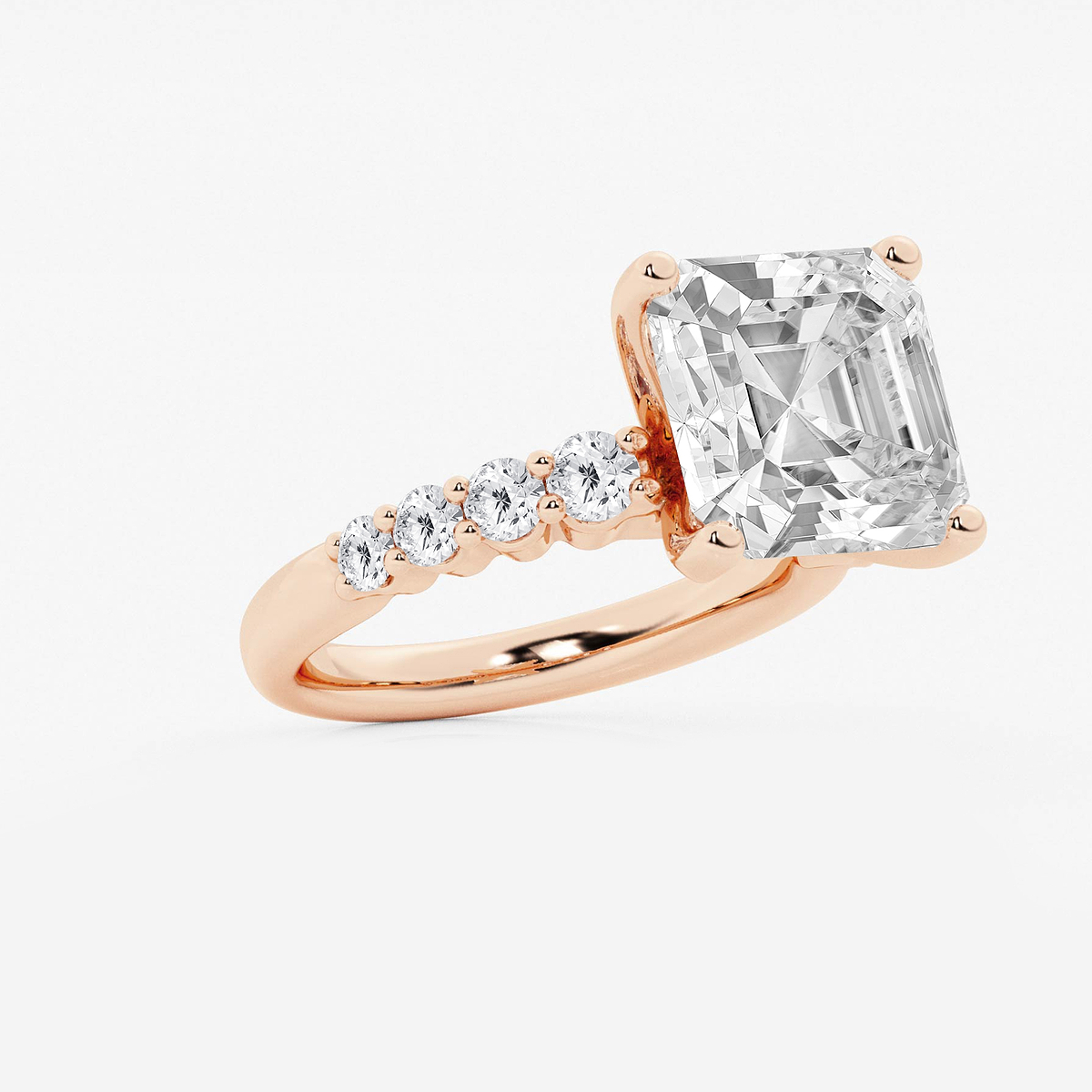 Additional Image 1 for  7 2/3 ctw Asscher Lab Grown Diamond Graduated Engagement Ring