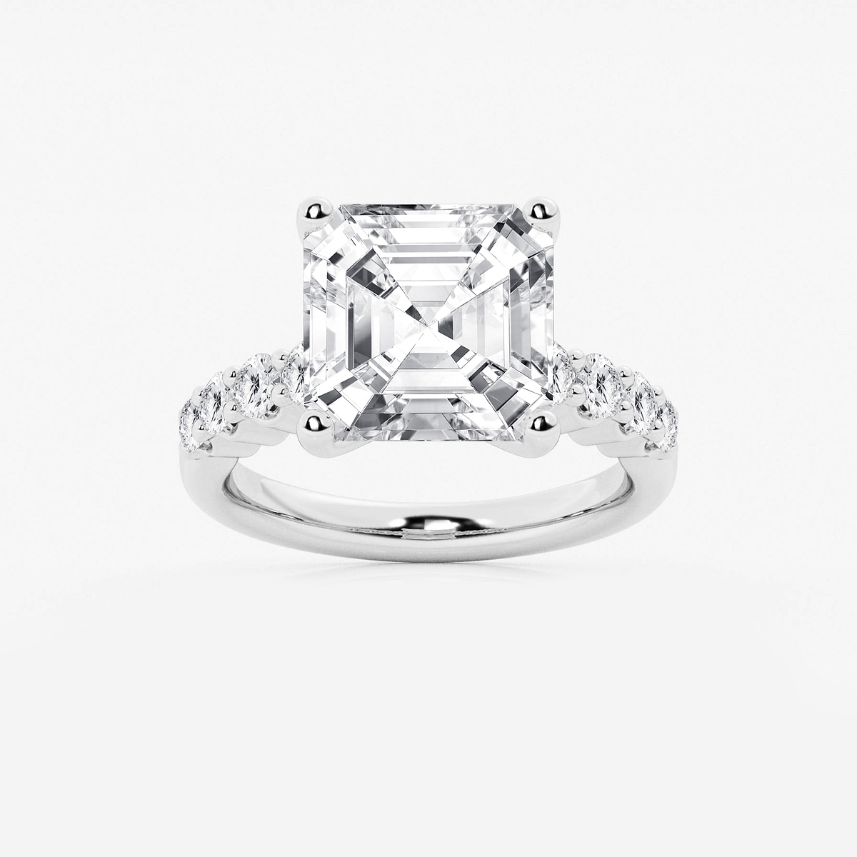 7 2/3 ctw Asscher Lab Grown Diamond Graduated Engagement Ring