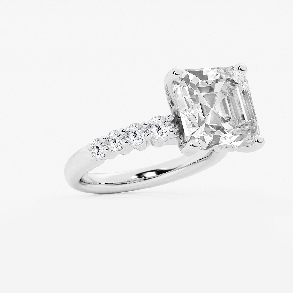 Additional Image 1 for  7 2/3 ctw Asscher Lab Grown Diamond Graduated Engagement Ring