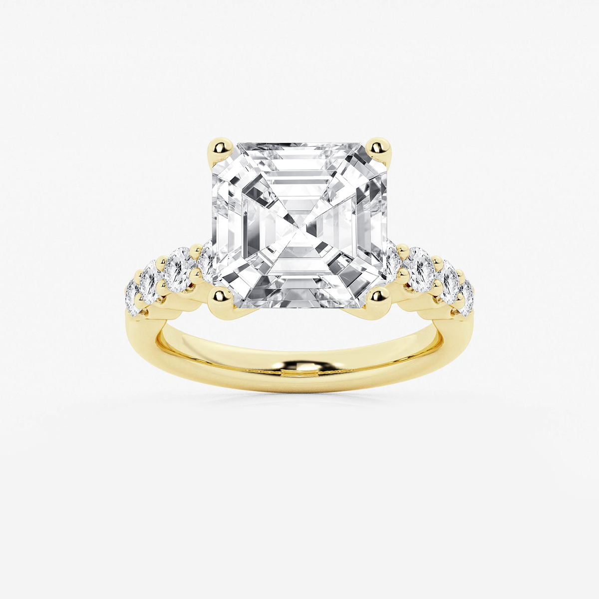 7 2/3 ctw Asscher Lab Grown Diamond Graduated Engagement Ring