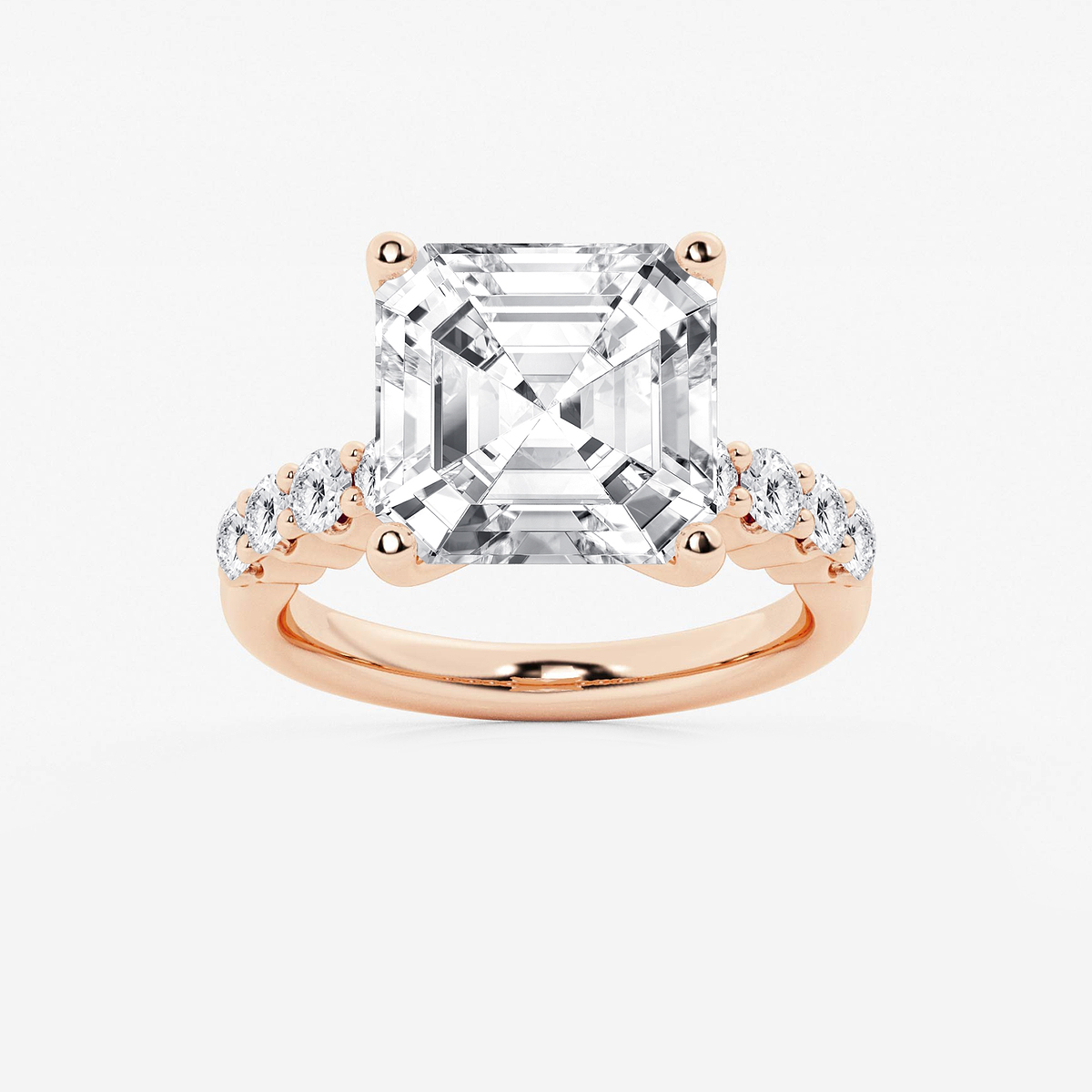 8 2/3 ctw Asscher Lab Grown Diamond Graduated Engagement Ring