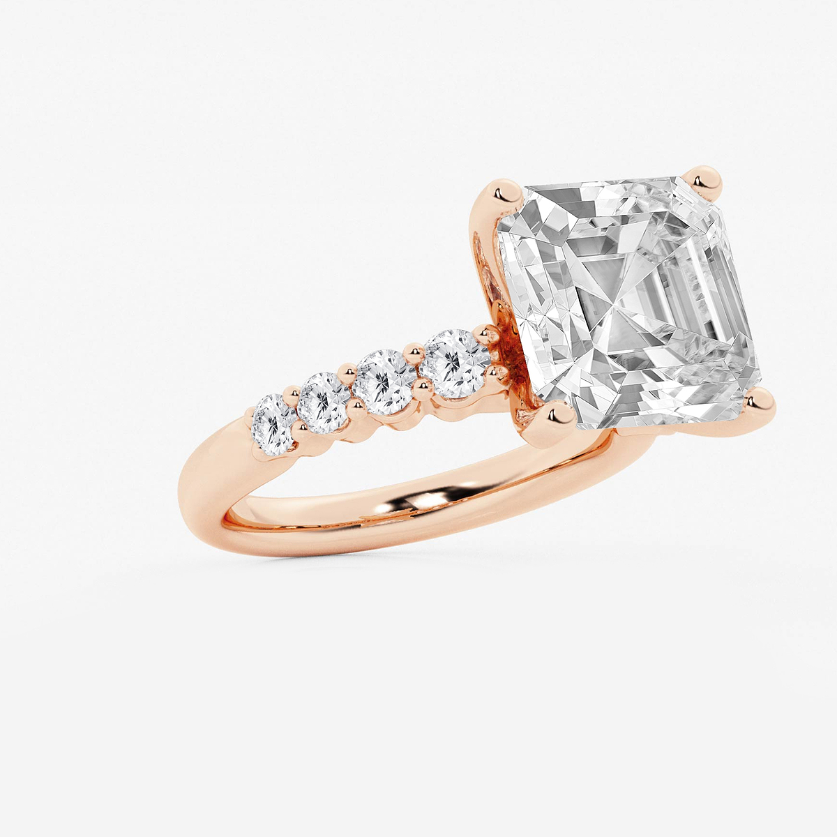 Additional Image 1 for  8 2/3 ctw Asscher Lab Grown Diamond Graduated Engagement Ring