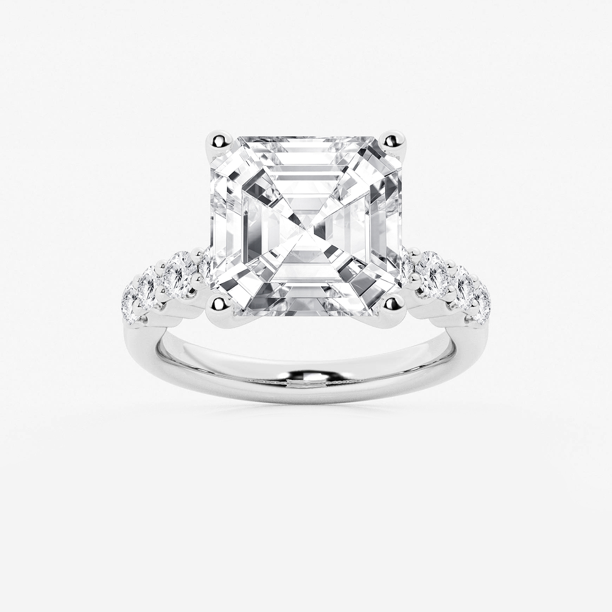 8 2/3 ctw Asscher Lab Grown Diamond Graduated Engagement Ring