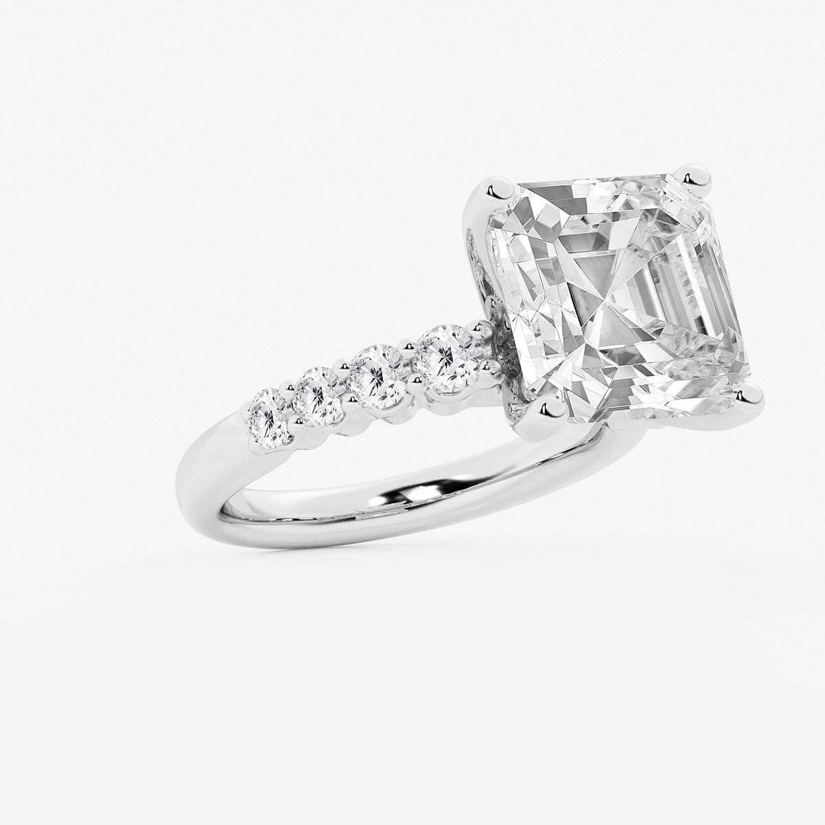Additional Image 1 for  8 2/3 ctw Asscher Lab Grown Diamond Graduated Engagement Ring