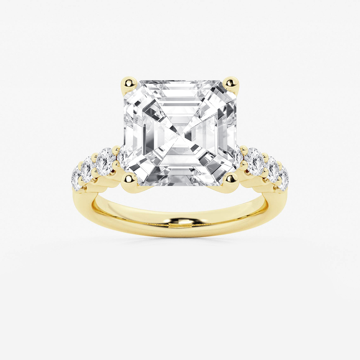 8 2/3 ctw Asscher Lab Grown Diamond Graduated Engagement Ring