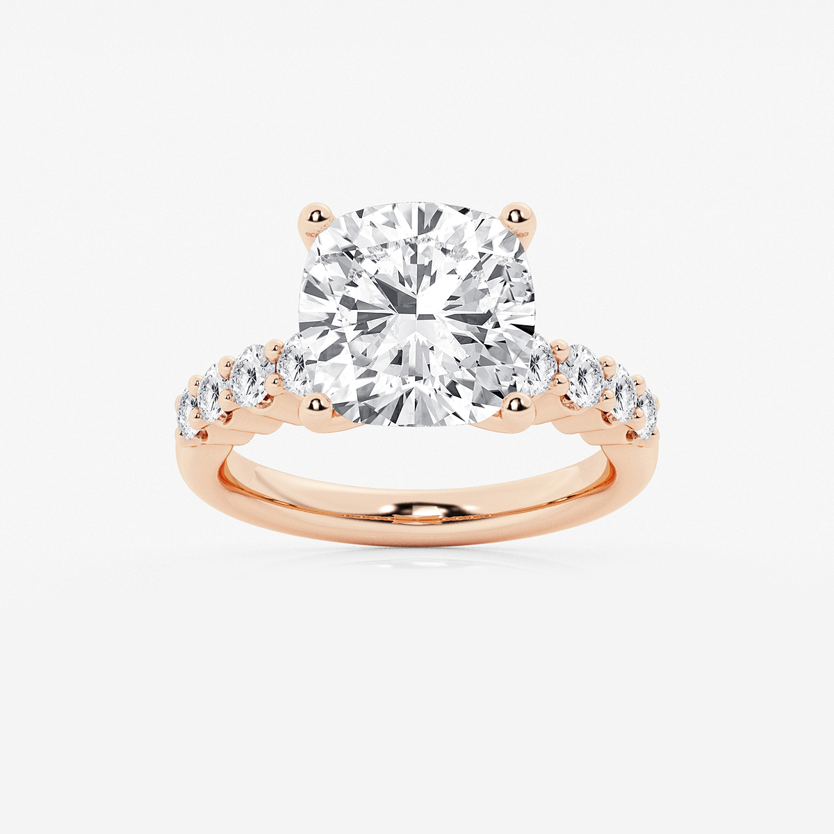 6 2/3 ctw Cushion Lab Grown Diamond Graduated Engagement Ring