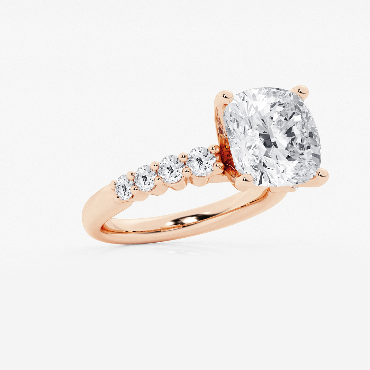 Additional Image 1 for  6 2/3 ctw Cushion Lab Grown Diamond Graduated Engagement Ring