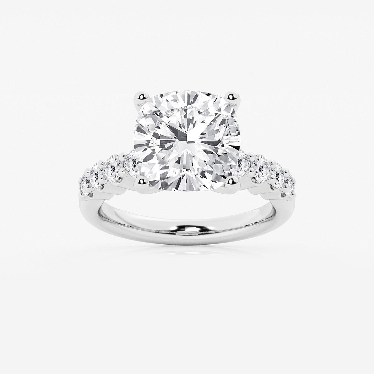 6 2/3 ctw Cushion Lab Grown Diamond Graduated Engagement Ring