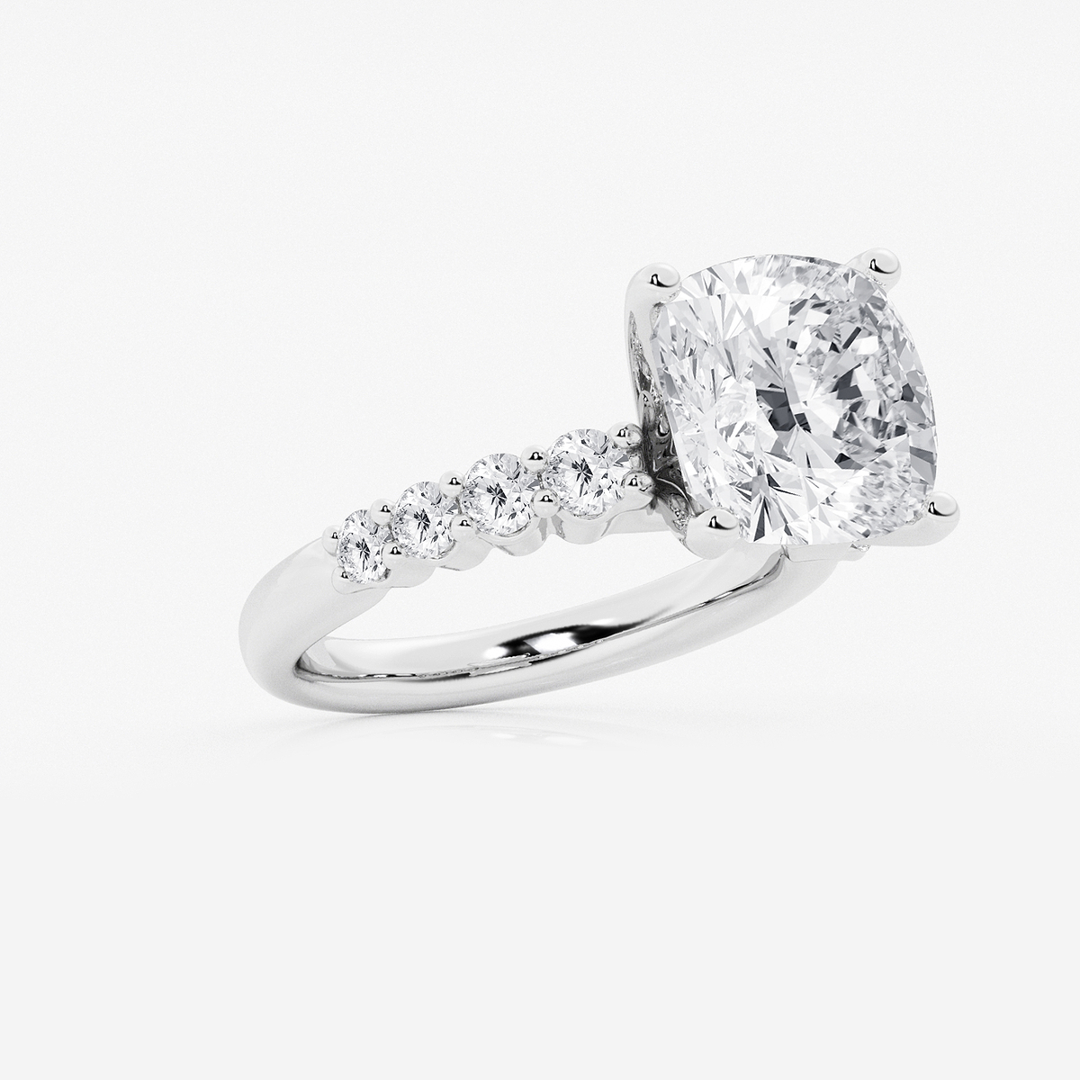 Additional Image 1 for  6 2/3 ctw Cushion Lab Grown Diamond Graduated Engagement Ring