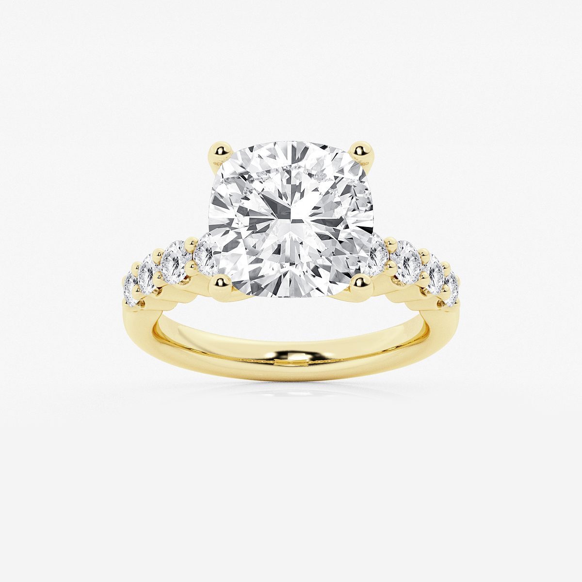 6 2/3 ctw Cushion Lab Grown Diamond Graduated Engagement Ring