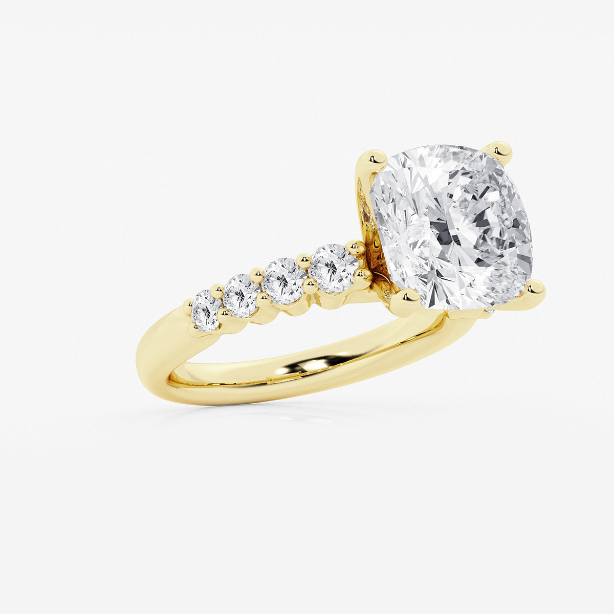 Additional Image 1 for  6 2/3 ctw Cushion Lab Grown Diamond Graduated Engagement Ring