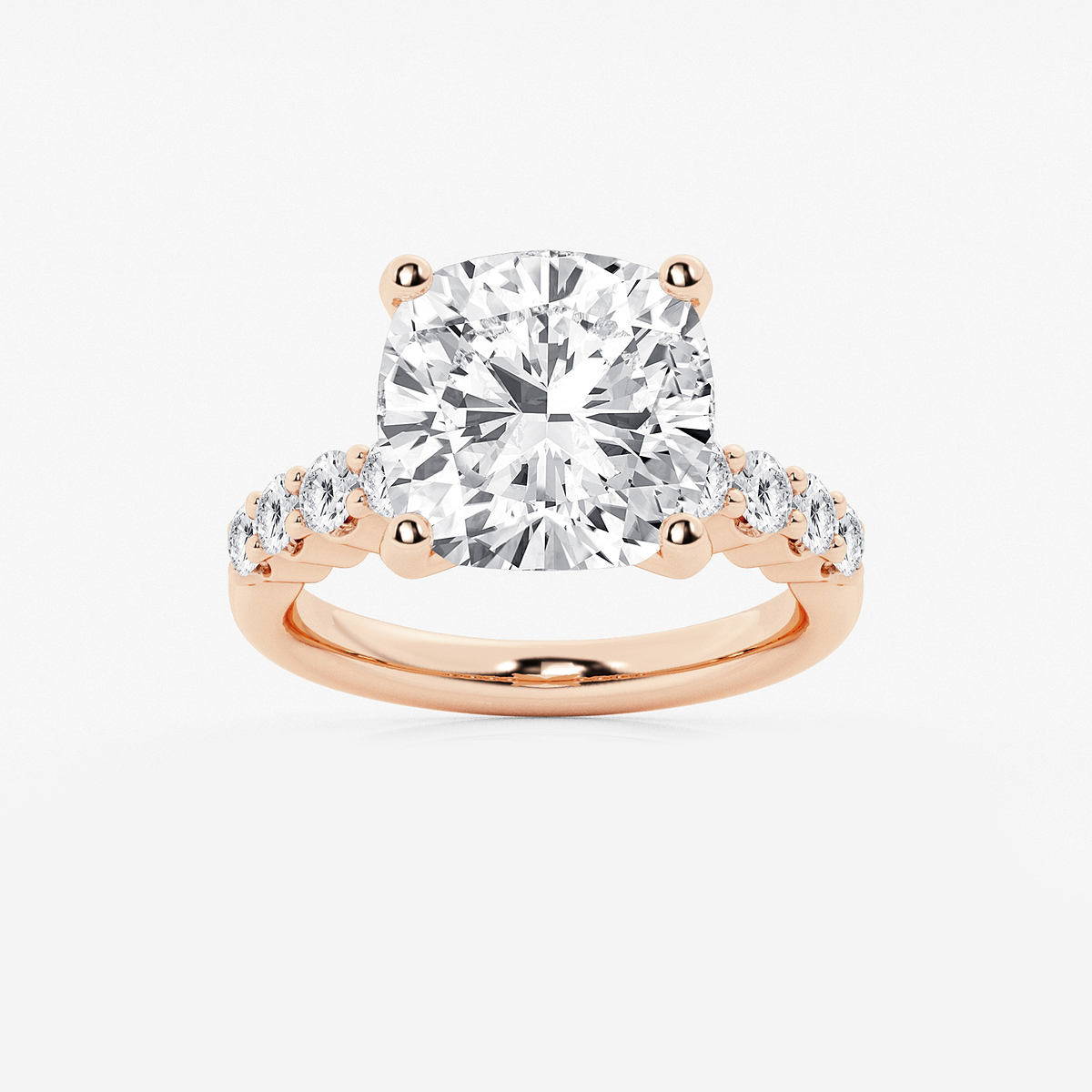 7 2/3 ctw Cushion Lab Grown Diamond Graduated Engagement Ring