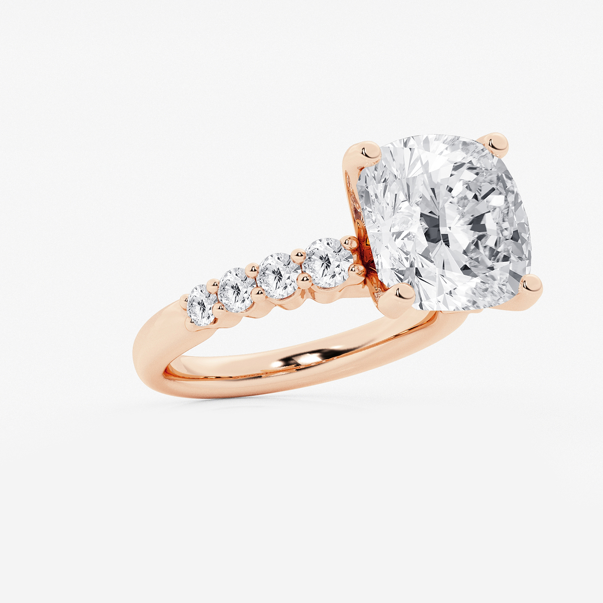 Additional Image 1 for  7 2/3 ctw Cushion Lab Grown Diamond Graduated Engagement Ring