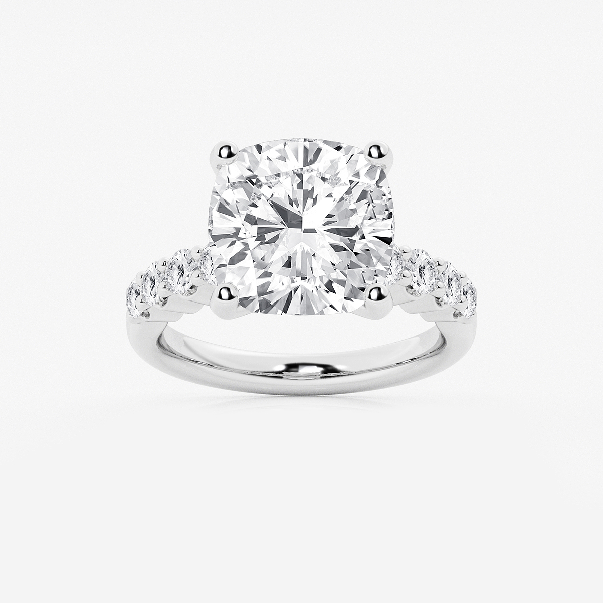 7 2/3 ctw Cushion Lab Grown Diamond Graduated Engagement Ring