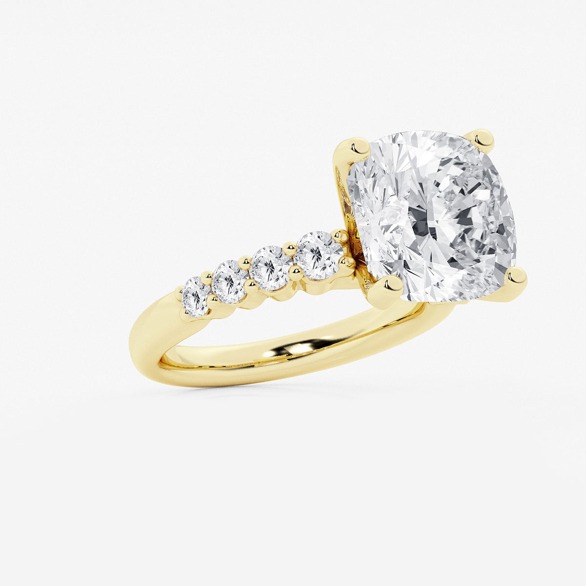 Additional Image 1 for  7 2/3 ctw Cushion Lab Grown Diamond Graduated Engagement Ring