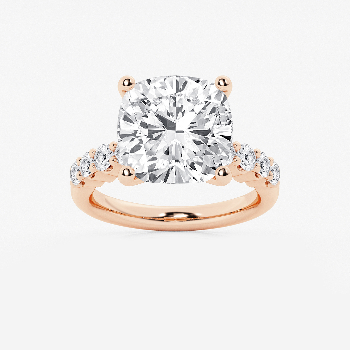 8 2/3 ctw Cushion Lab Grown Diamond Graduated Engagement Ring