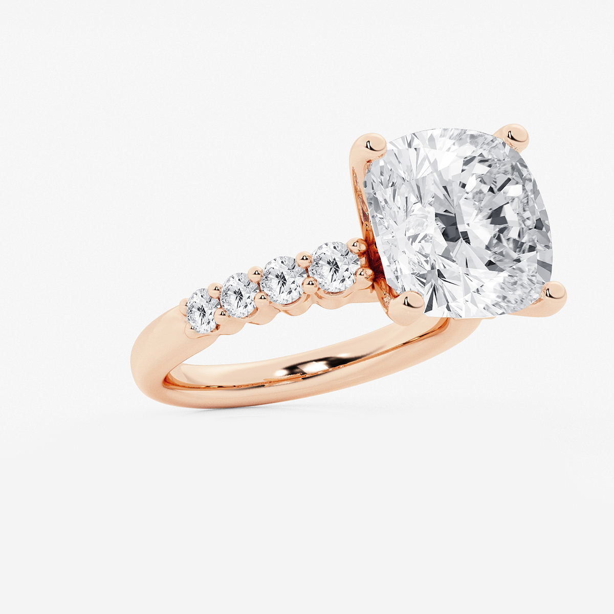 Additional Image 1 for  8 2/3 ctw Cushion Lab Grown Diamond Graduated Engagement Ring