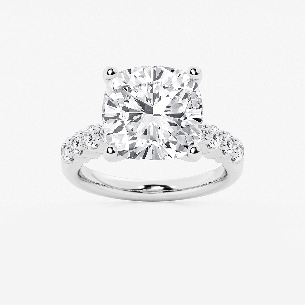 8 2/3 ctw Cushion Lab Grown Diamond Graduated Engagement Ring