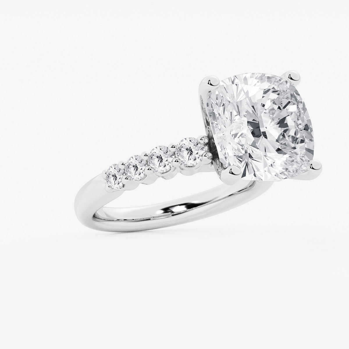Additional Image 1 for  8 2/3 ctw Cushion Lab Grown Diamond Graduated Engagement Ring