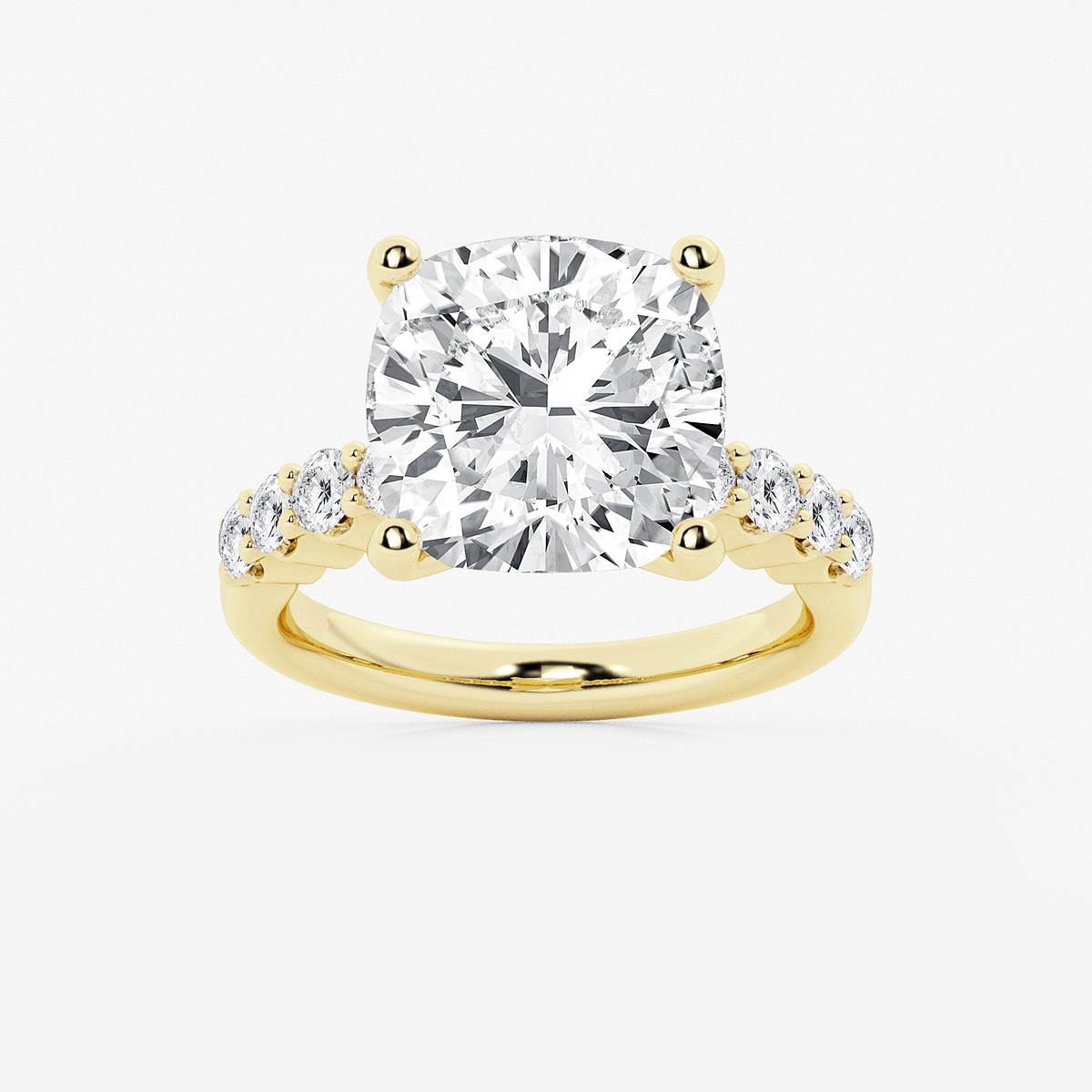 8 2/3 ctw Cushion Lab Grown Diamond Graduated Engagement Ring
