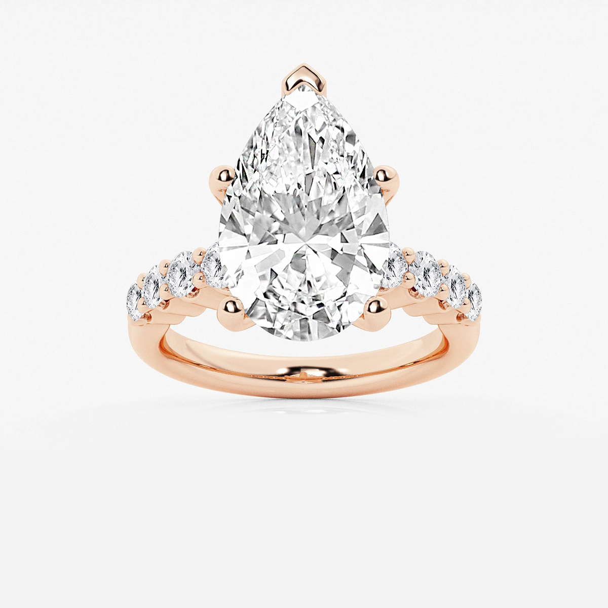 6 2/3 ctw Pear Lab Grown Diamond Graduated Engagement Ring