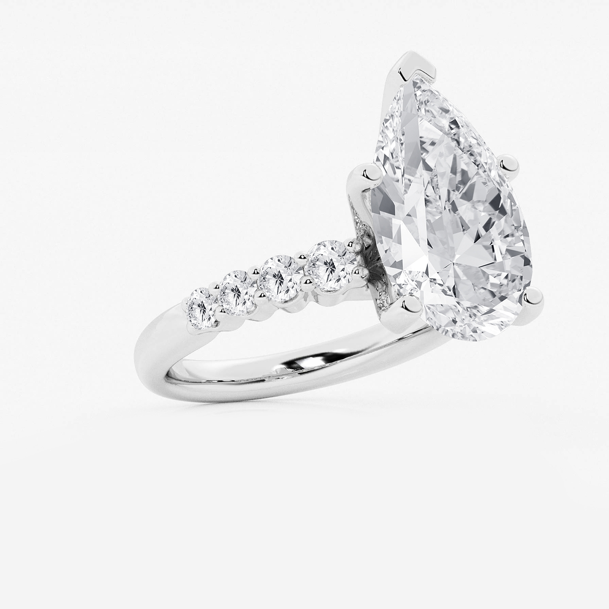 Additional Image 1 for  7 2/3 ctw Pear Lab Grown Diamond Graduated Engagement Ring